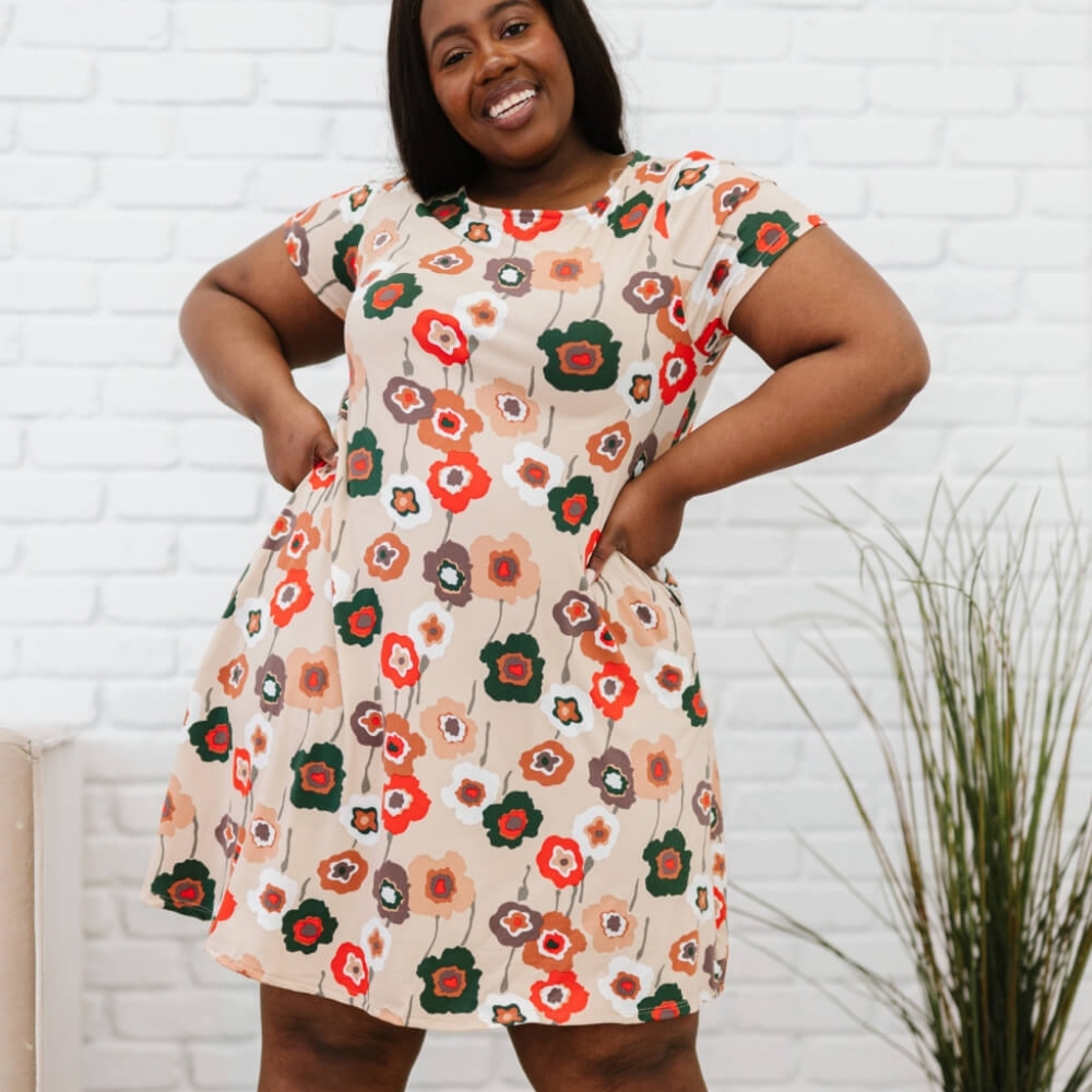🔥NWT Adorable P & Rose Full Size Flower Market Floral Dress with Pockets